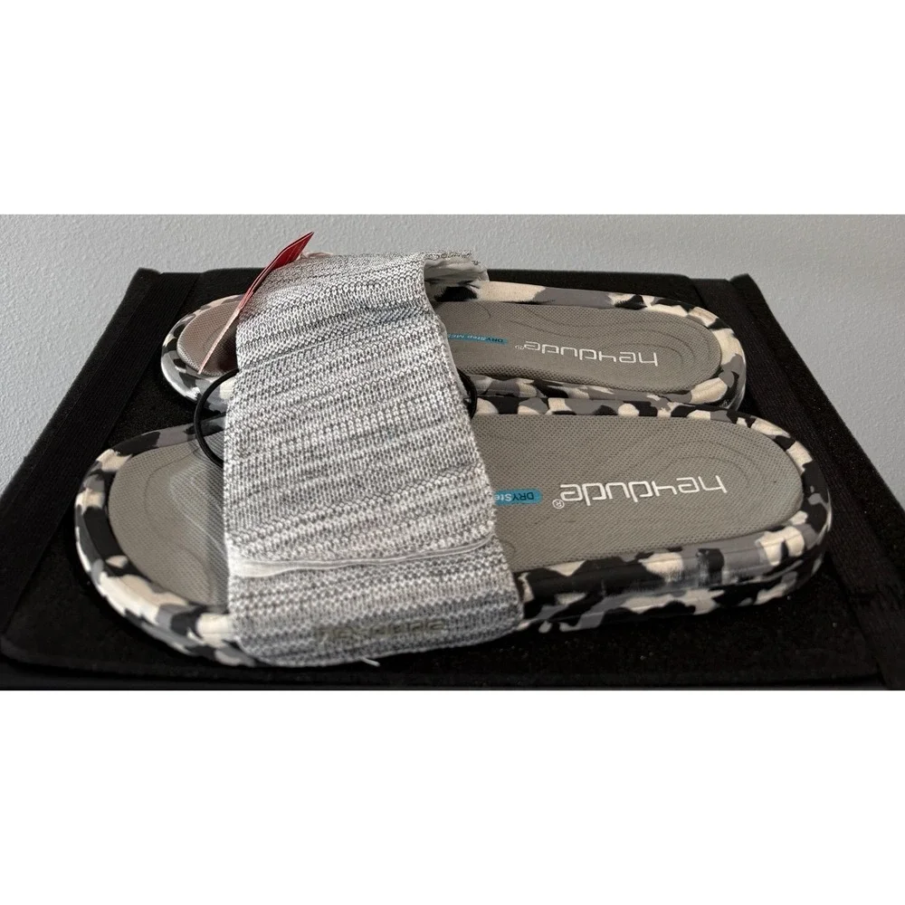 NEW Hey Dude Phoenix Tri Ghost Slide Sandals Gray Camo Trim Size 9 Men's Comfort